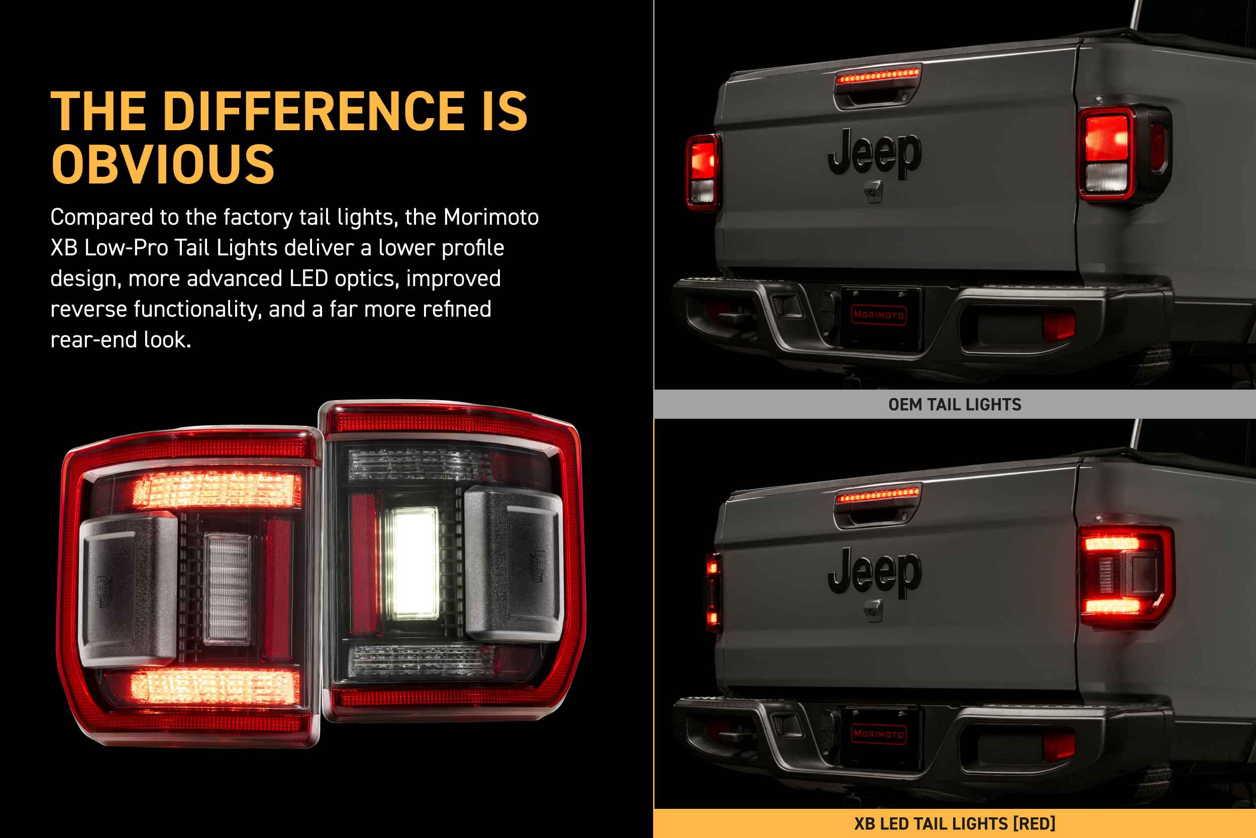 Morimoto Jeep Gladiator JT (20-26) XB LED Low Profile Tail Lights (Red)