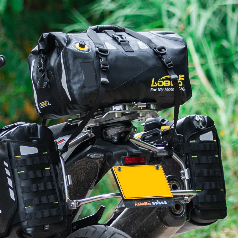 LOBOO Waterproof Motorcycle PVC Tail Bag Magnetic Closure & Reflective Strips