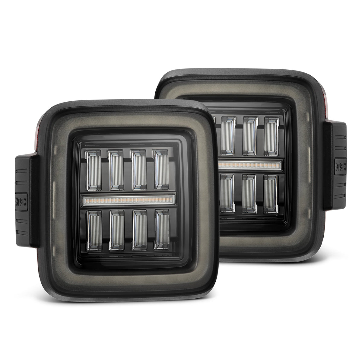 AlphaRex NOVA-Series Prismatic LED Tail Lights for Jeep Wrangler - Black Smoke