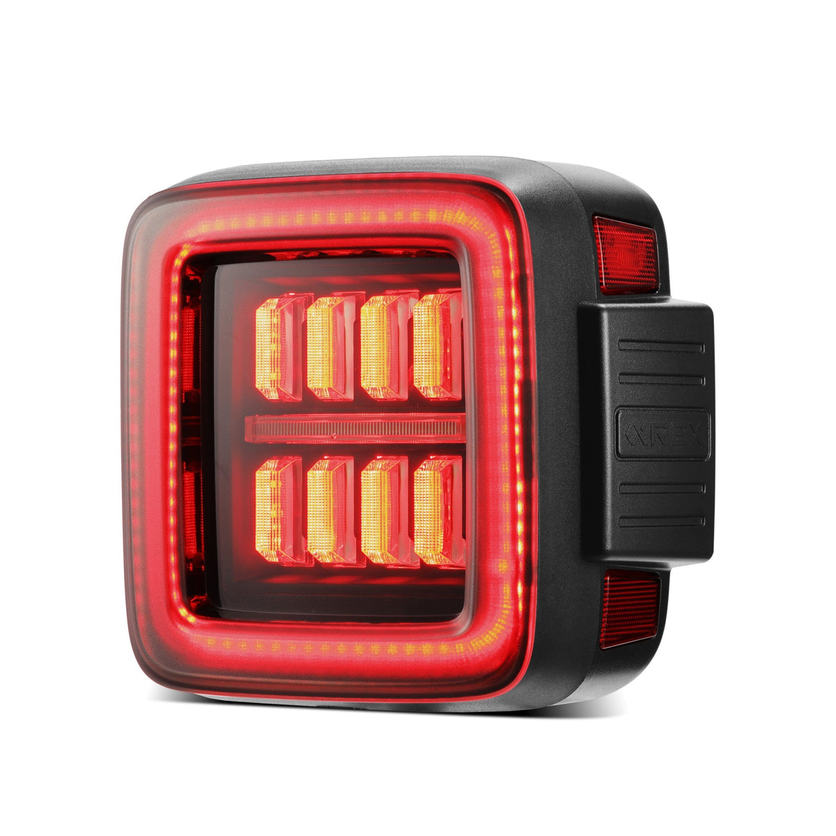 AlphaRex NOVA-Series Prismatic LED Tail Lights for Jeep Wrangler - Black Red