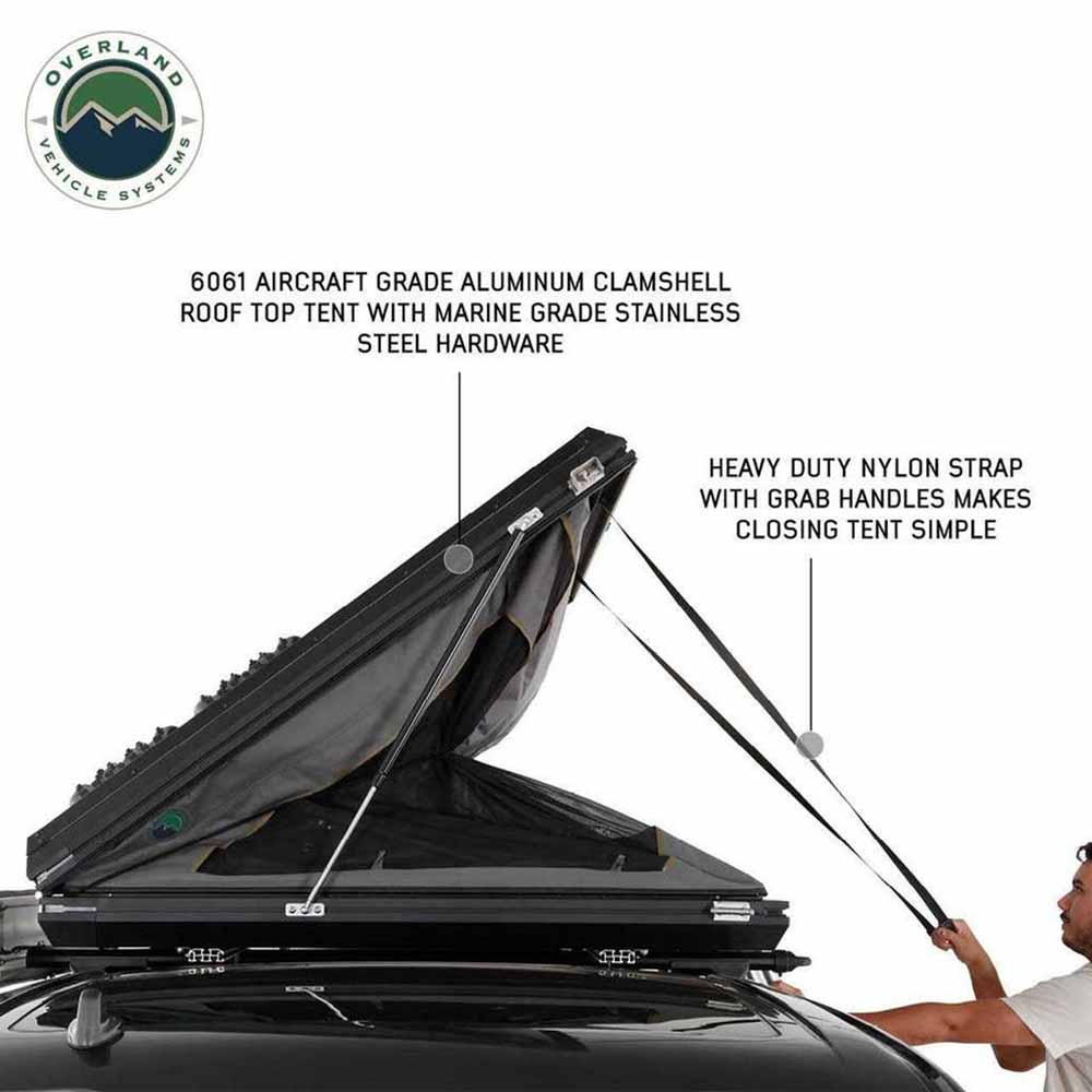 Overland Vehicle Systems HD Sidewinder 2 person side load aluminum hard shell roof top tent - view 5