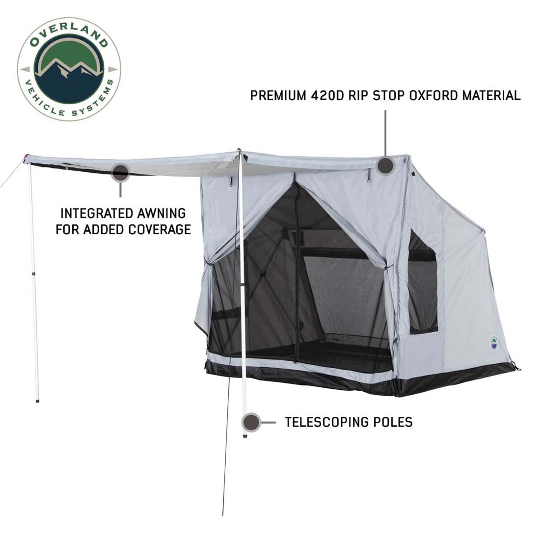 Overland Vehicle Systems LD P.S.T. portable safari ground tent, large, grey - view 6