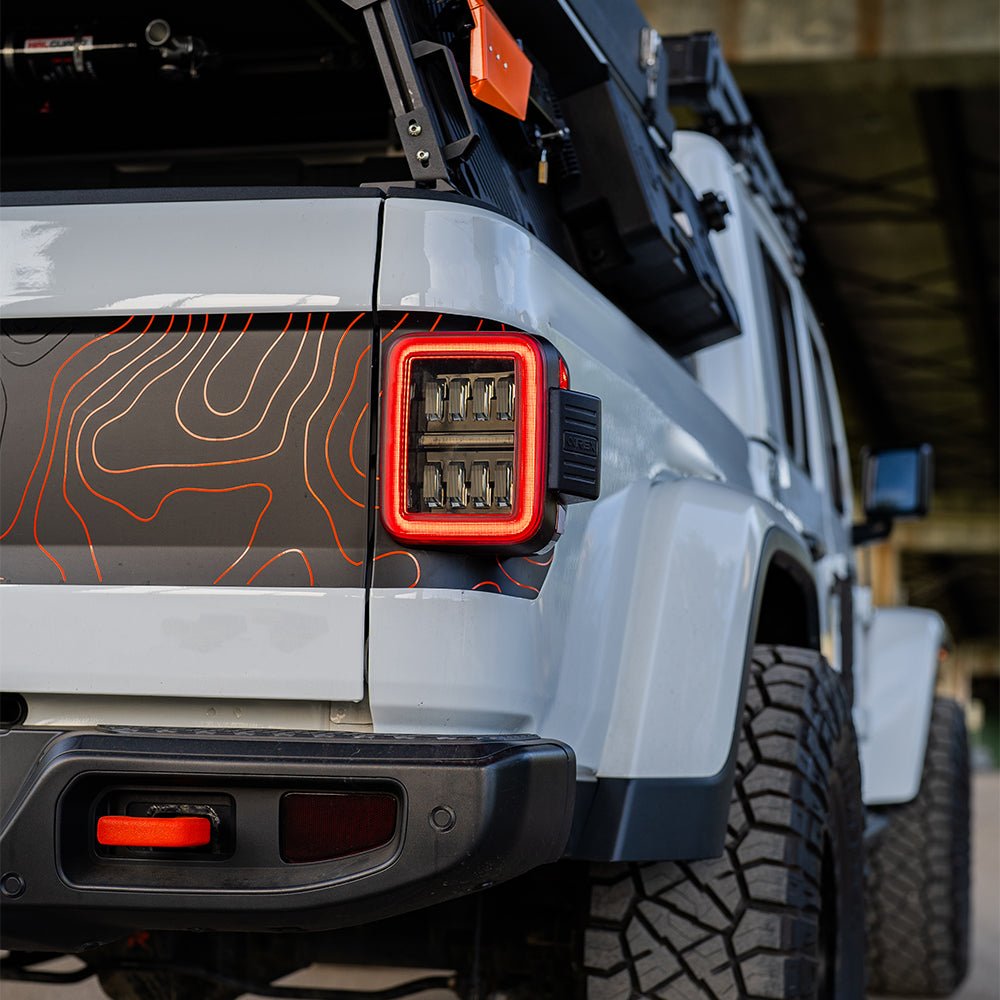 AlphaRex NOVA-Series Prismatic LED Tail Lights for Jeep Gladiator - Black Smoke
