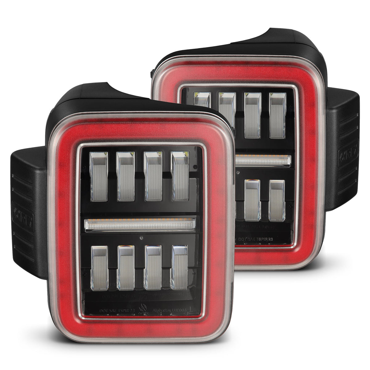 AlphaRex NOVA-Series Prismatic LED Tail Lights for Jeep Gladiator - Black Red