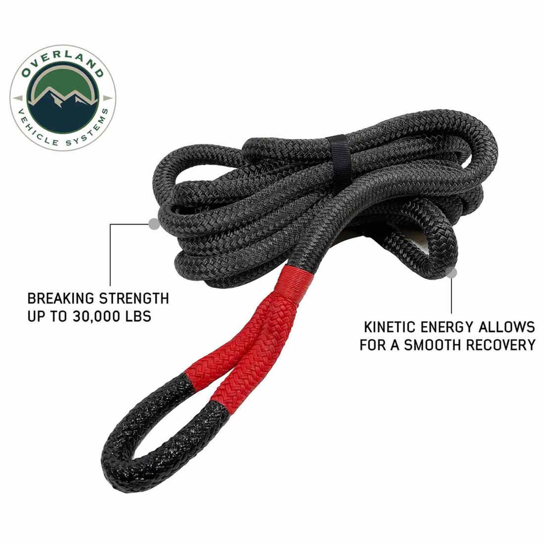 Overland Vehicle Systems Brute kinetic recovery rope 1 inch x 30 foot with storage bag - view 2