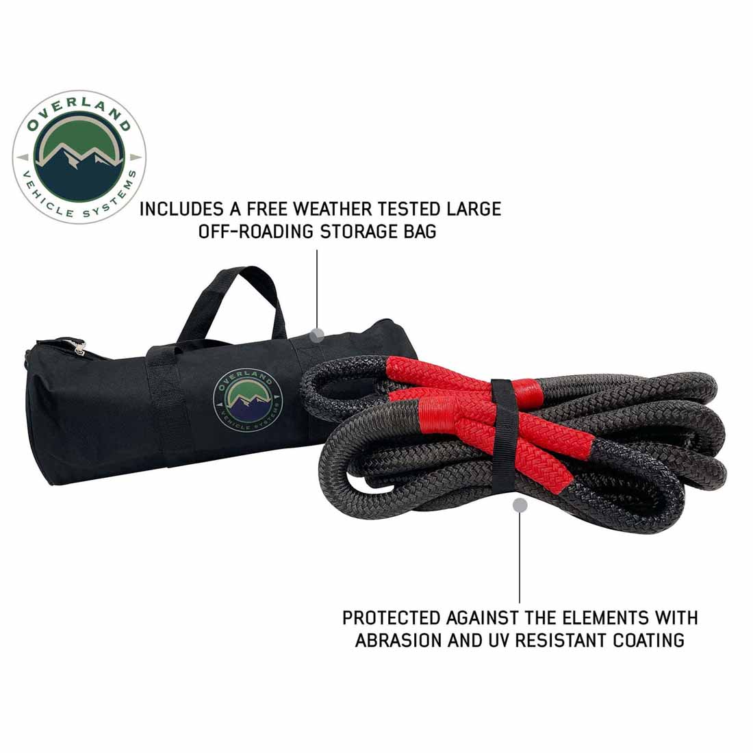 Overland Vehicle Systems Brute kinetic recovery rope 1 inch x 30 foot with storage bag - view 5