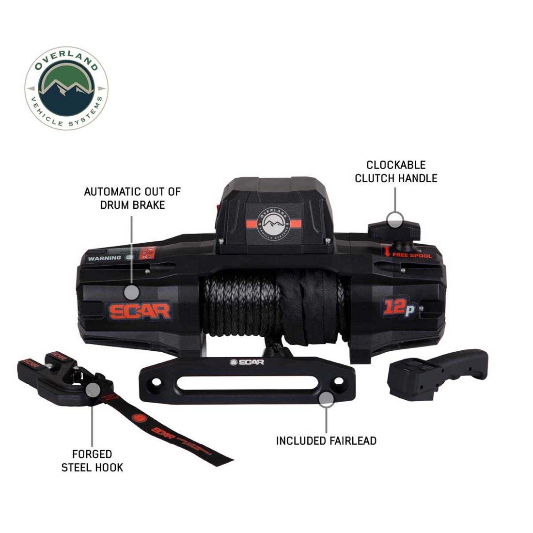 Overland Vehicle Systems SCAR 12S 12,000 lb synthetic rope winch - view 3