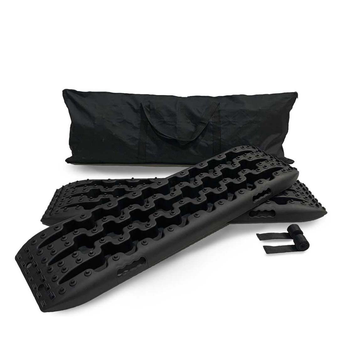 Overland Vehicle Systems recovery ramp with pull strap and storage bag