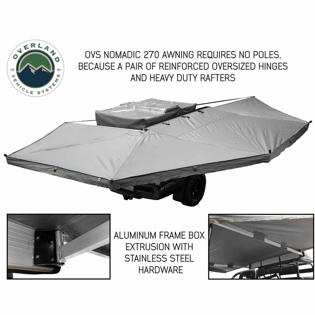 Overland Vehicle Systems HD Nomadic 270 awning with walls 1, 2 and 3, passenger side - view 2