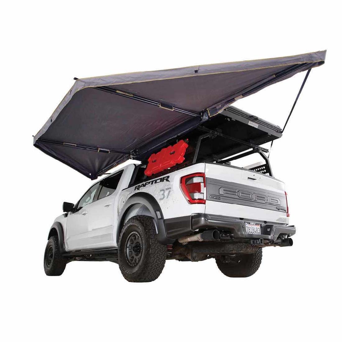 Overland Vehicle Systems HD Nomadic 180 LTE awning in dark grey with black travel cover