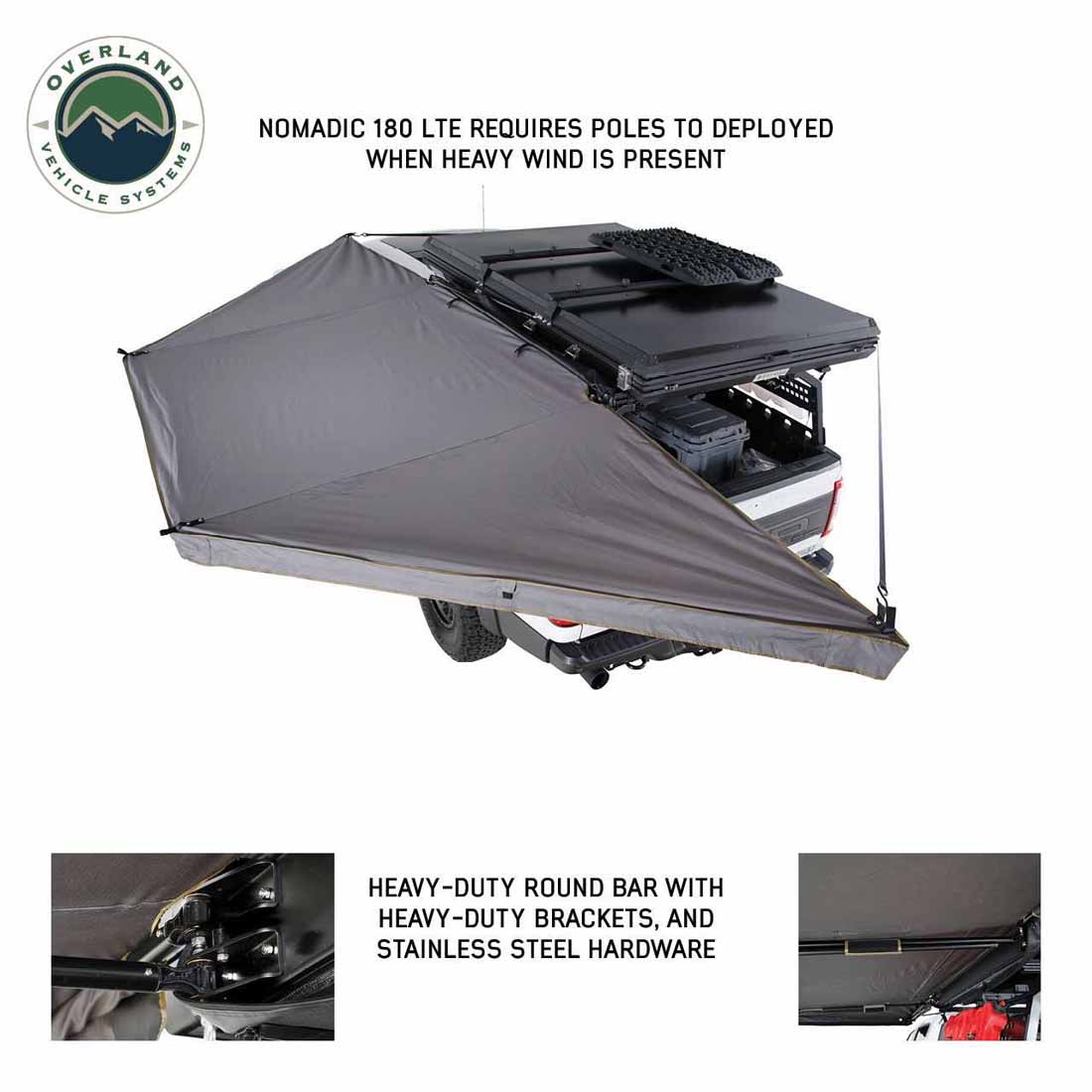 Overland Vehicle Systems HD Nomadic 180 LTE awning in dark grey with black travel cover - view 2