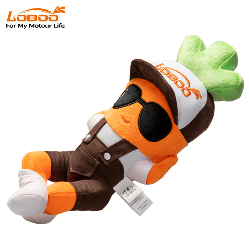 LOBOO Plush Motorcycle Mascot – Soft Adventure Buddy with Multiple Mounting Loops for Panniers, Crash Bars & Backpacks