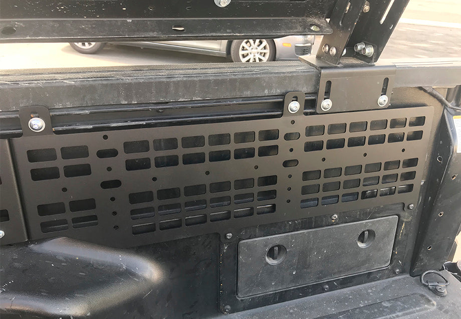Toyota Tacoma bed MOLLE panel system mounted inside truck bed