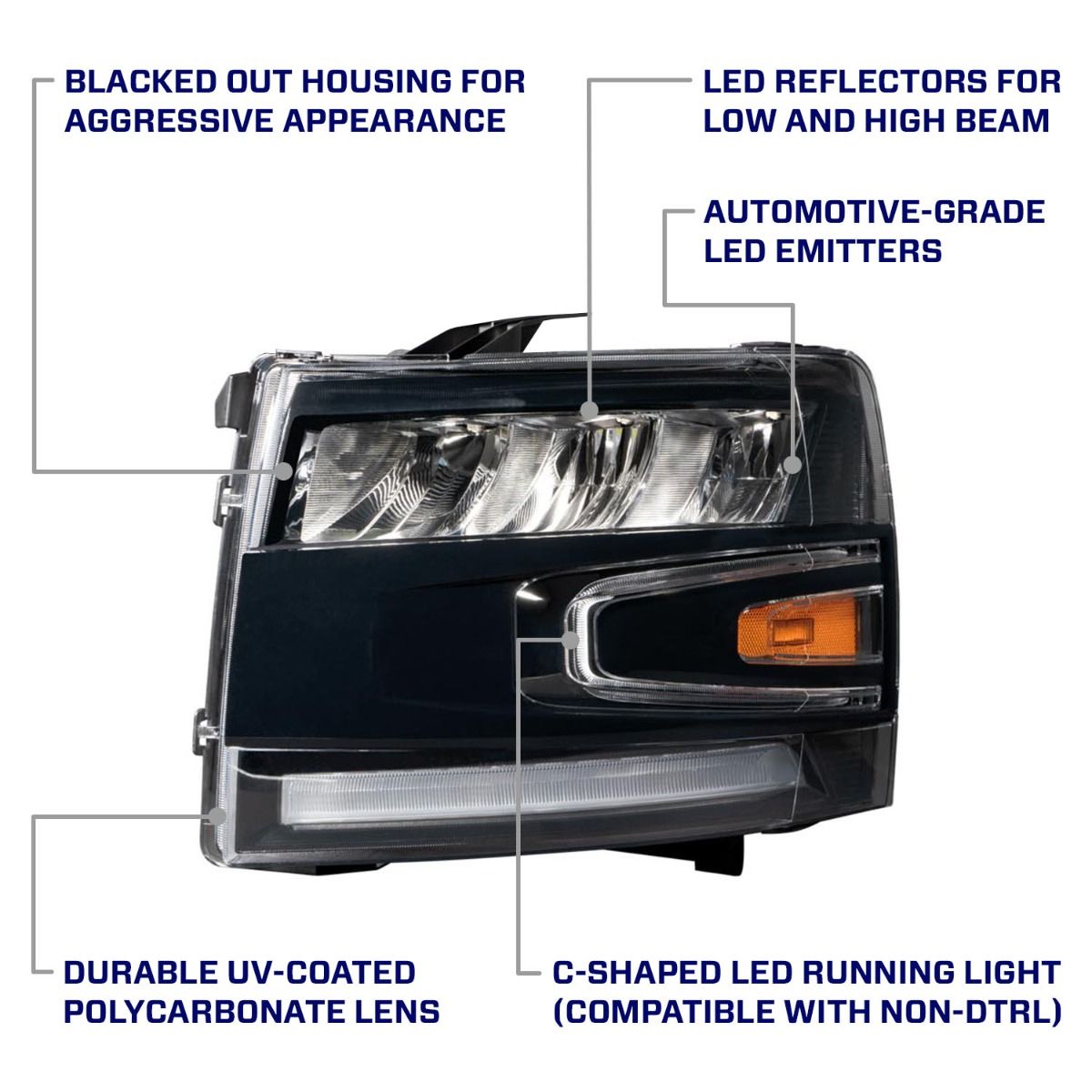 FORM Lighting 2007-2013 Chevrolet Silverado LED Reflector Headlights (pair)
