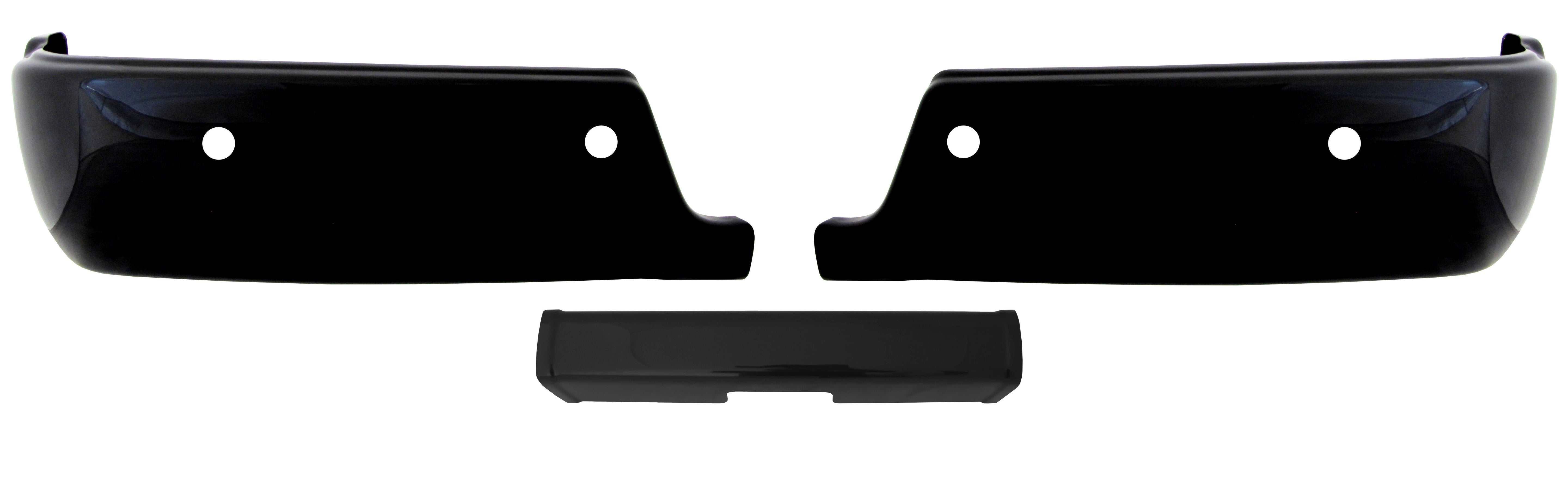 gloss black 2009-2018 Ram - Rear BUMPERSHELLZ™ - Chrome Delete Truck Bumper Caps Chrome Delete Kit, 4 reverse sensors, no Exhaust Cut-outs