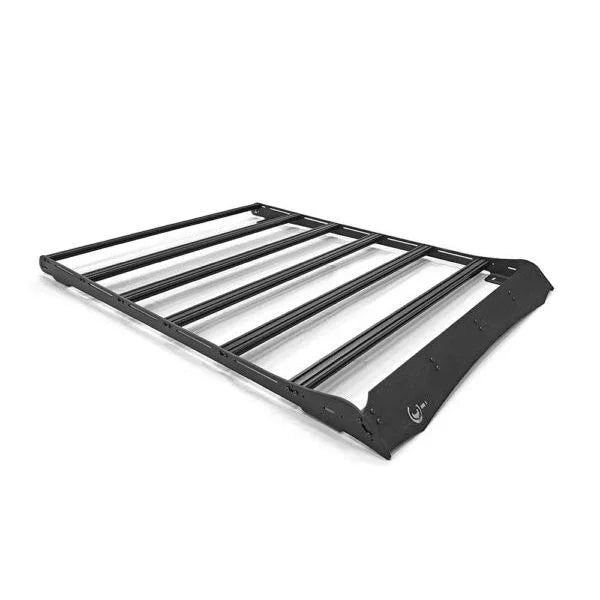 Aluminum roof rack for Toyota 4Runner, overlanding gear accessory, black, angled view