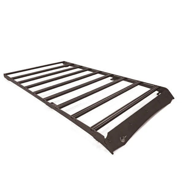 Toyota 4Runner roof rack for overlanding and camping gear, black metal, full-length design