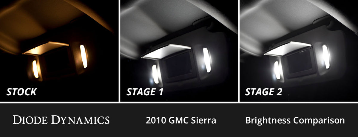 Diode Dynamics interior LED conversion kit for 2007-2013 GMC Sierra 1500/2500/3500 – output comparison