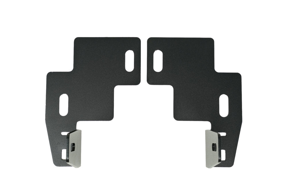 Chevy Colorado lower bumper hidden LED light bar mounting brackets, black metal, isolated