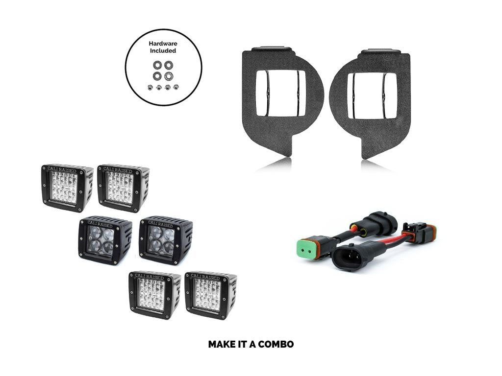 Toyota 4Runner LED fog light pod replacement kit with brackets, wiring, and hardware combo