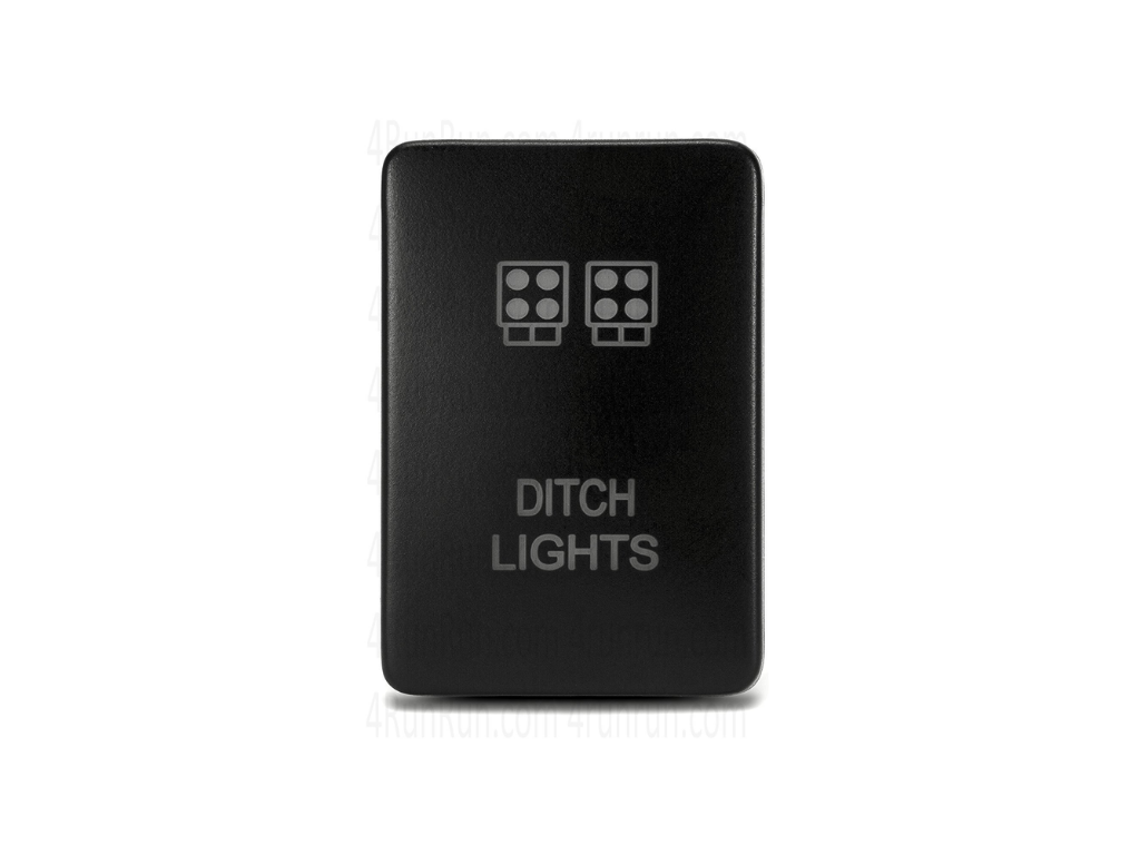 Toyota Tundra low profile ditch lights switch, black rectangular button with icons and text.
