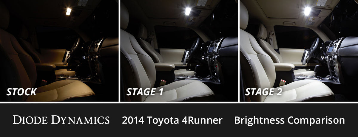Diode Dynamics interior LED conversion kit for 2010-2024 Toyota 4Runner – output comparison