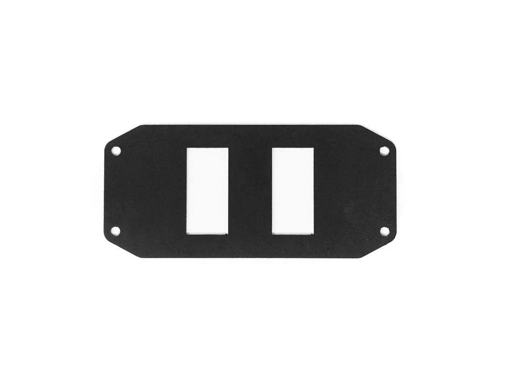Black metal 2-switch panel mounting plate for Toyota Tacoma or 4Runner vehicle dash