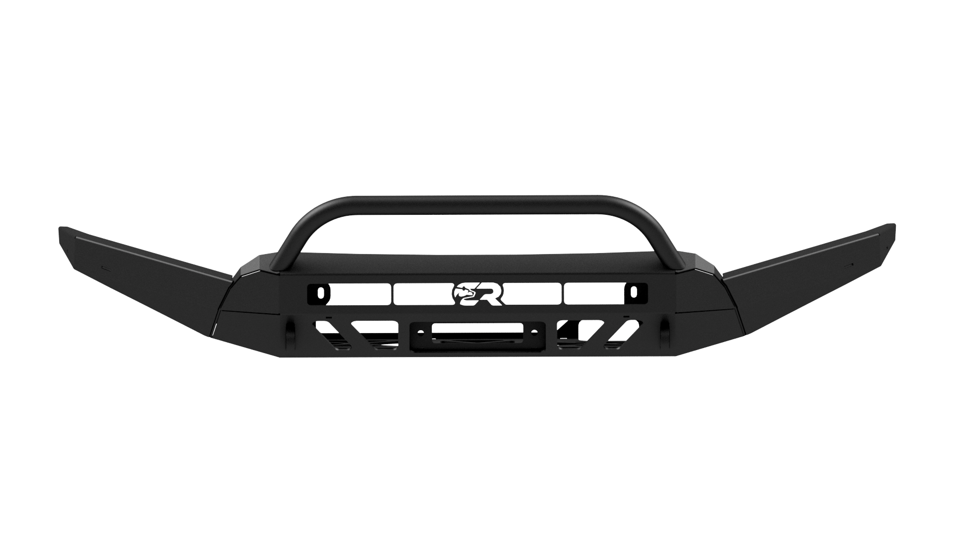 Black high clearance front bumper with side wings for 2016-2023 Toyota Tacoma