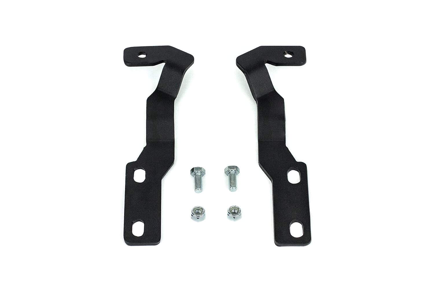 Pair of black ditch light brackets with bolts and nuts for 2016 Toyota Tacoma