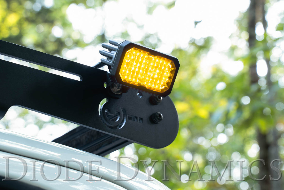 Diode Dynamics C2 1.0 SAE Yellow Pro LED Pod (single) for trucks and SUVs – mounted
