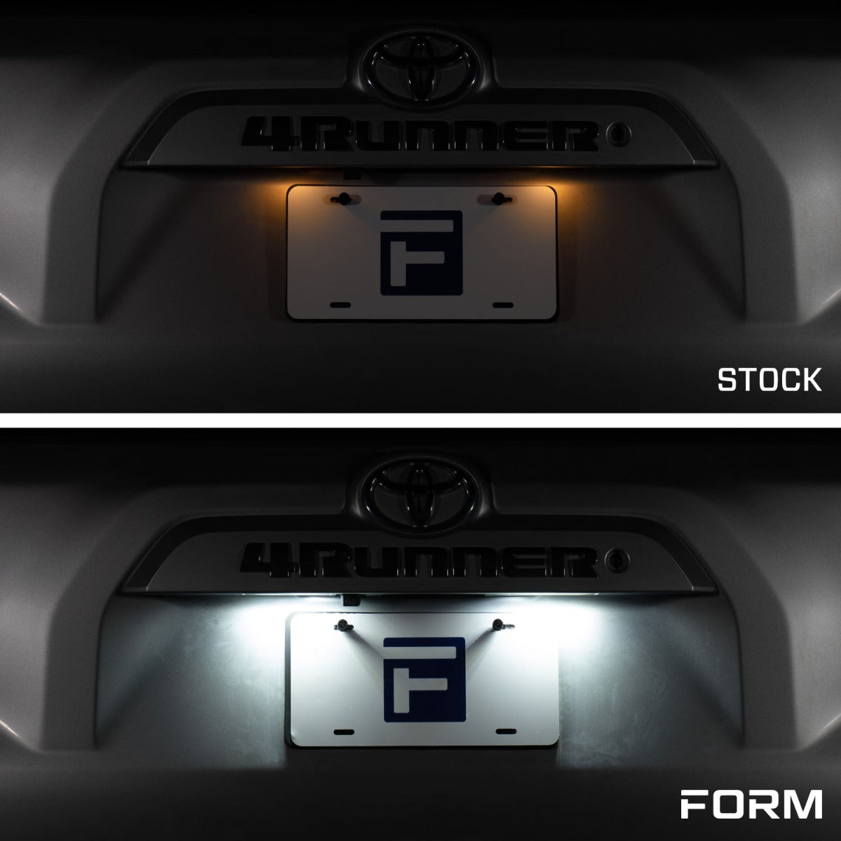 Form Lighting LED license plate lights for 2014-2024 Toyota 4Runner – output comparison