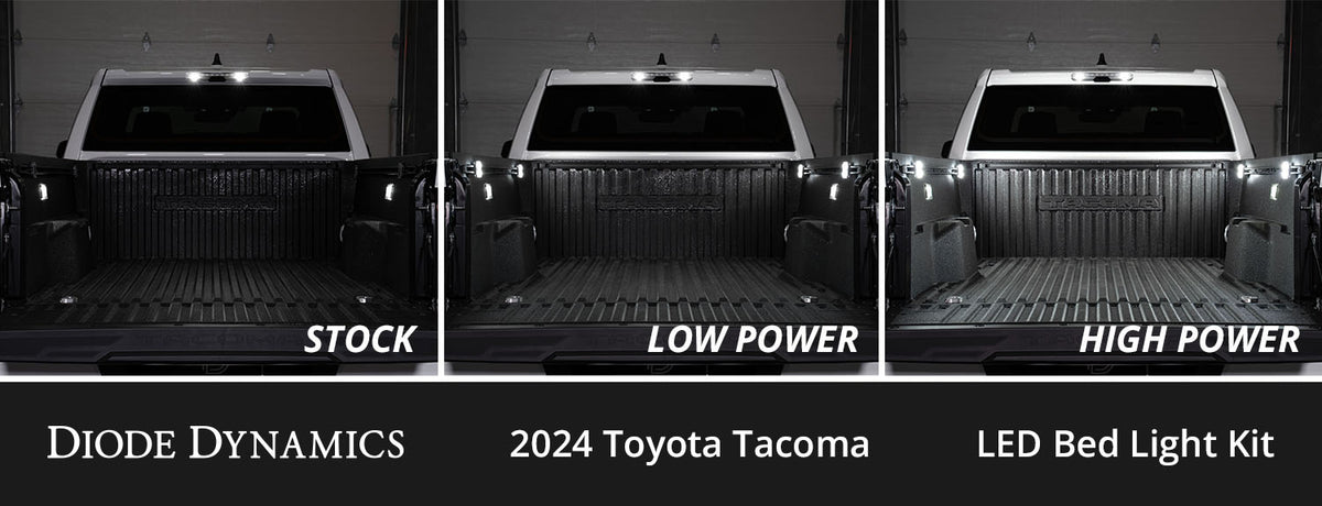Diode Dynamics Stage Series LED bed light kit for Toyota Tacoma and Tundra – output comparison