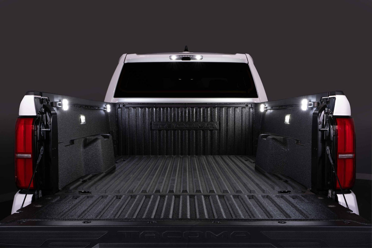 Diode Dynamics Stage Series LED bed light kit for Toyota Tacoma and Tundra – lit