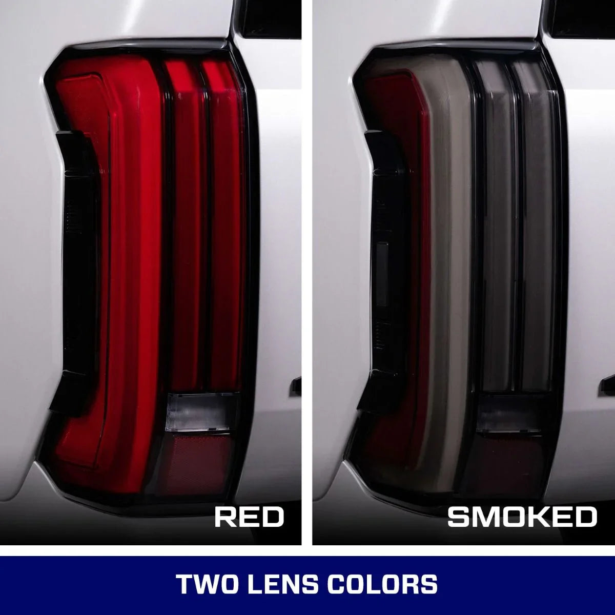 2024 Toyota Tundra tail lights comparison with red and smoked lens options side by side