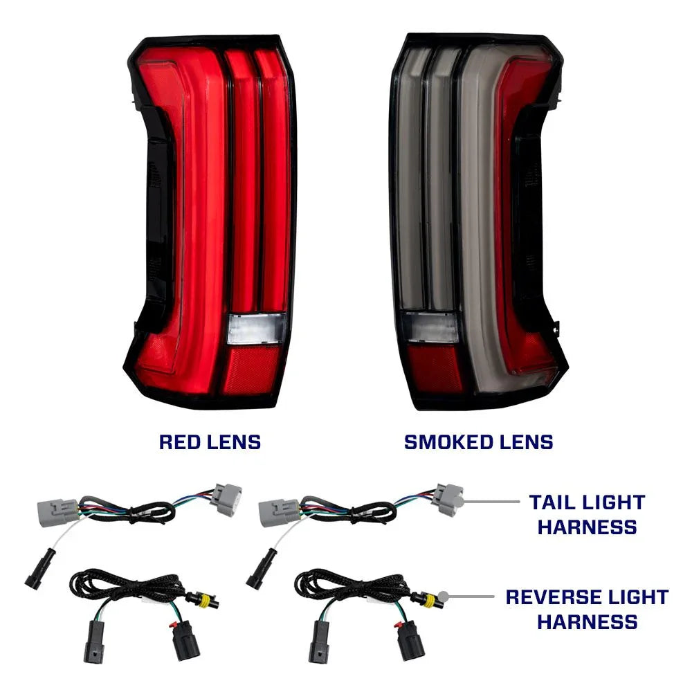2024 Toyota Tundra tail light kit with red and smoked lens options, wiring harnesses included