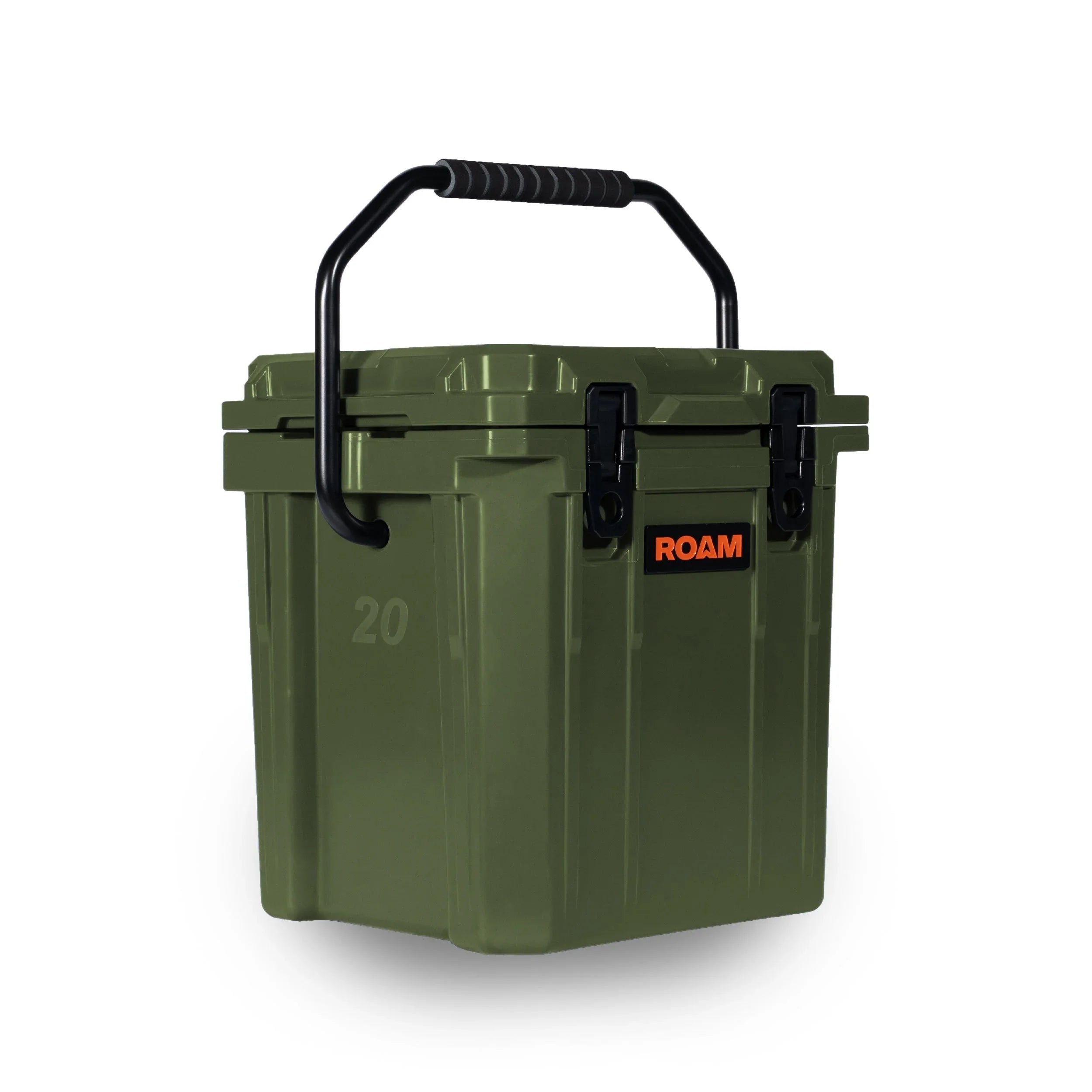 Olive green 20L hard storage case with handle and dual latches for overlanding gear