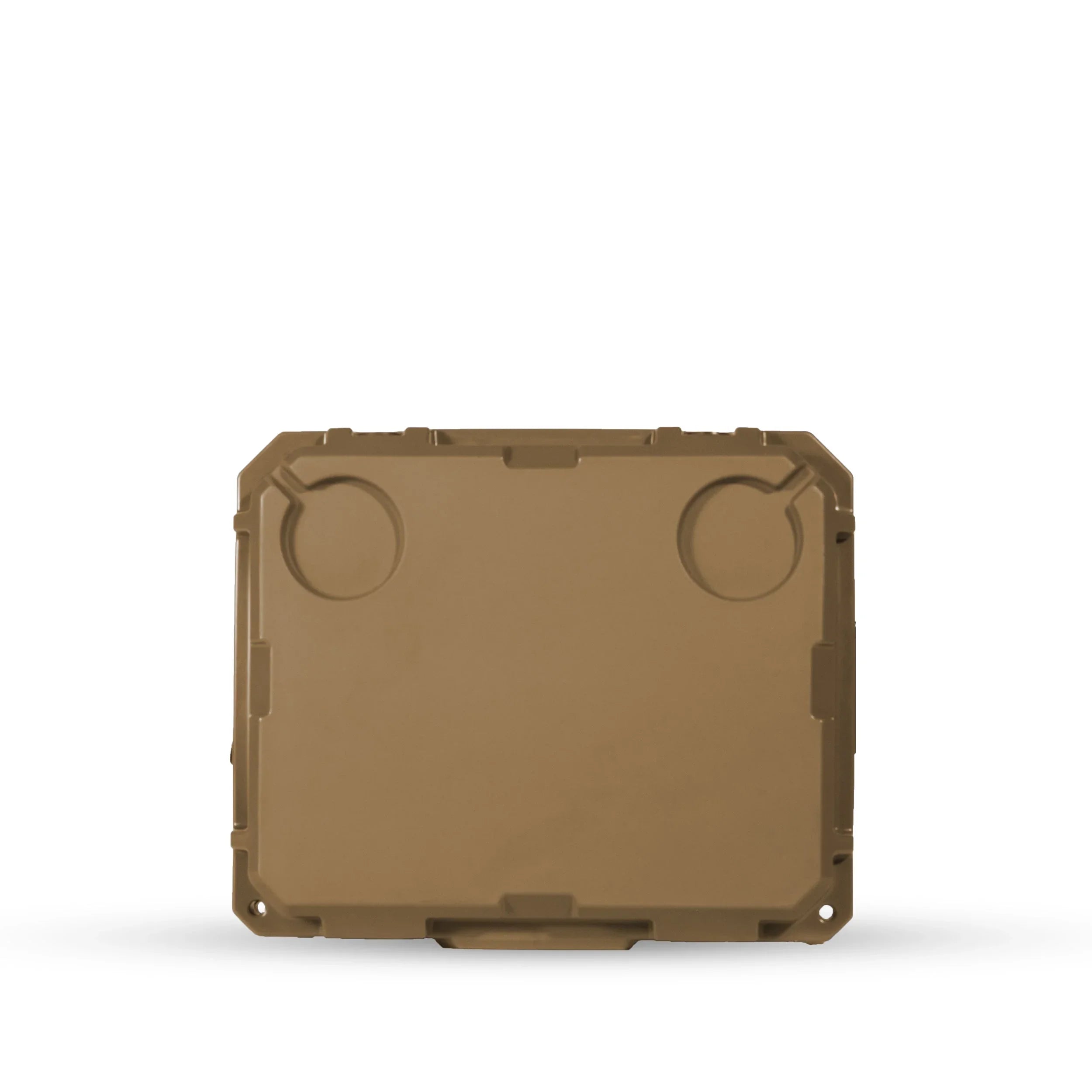 Desert tan 20L tall camping storage box with flat top, overlanding gear container