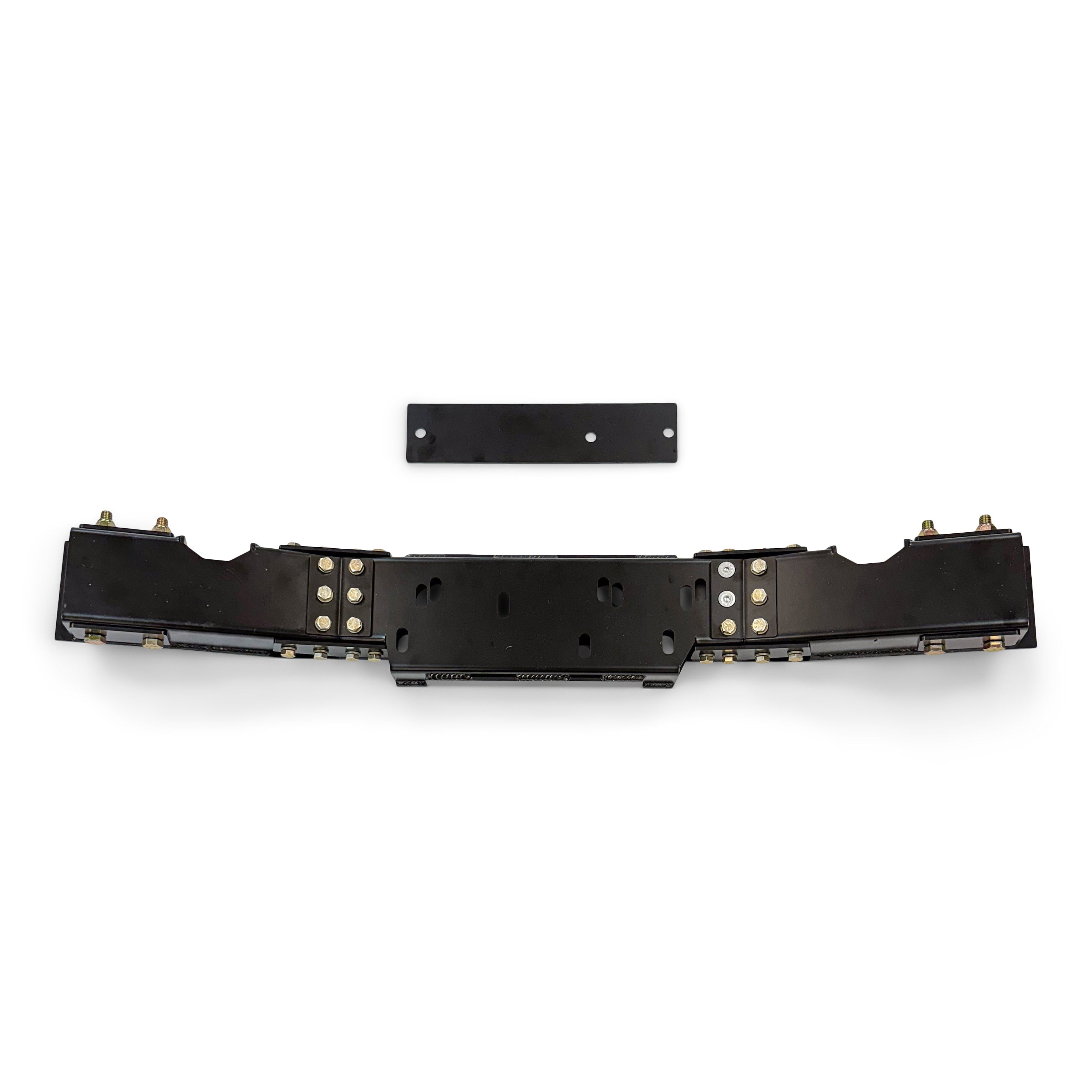 Heavy-duty black steel bumper mounting bracket kit for off-road vehicle accessories