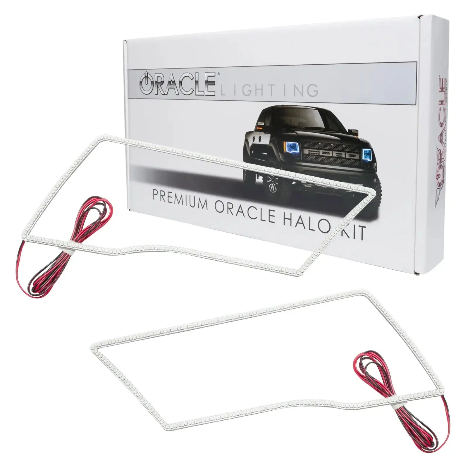 LED halo headlight kit with wiring for Ford trucks, ideal vehicle lighting accessory upgrade