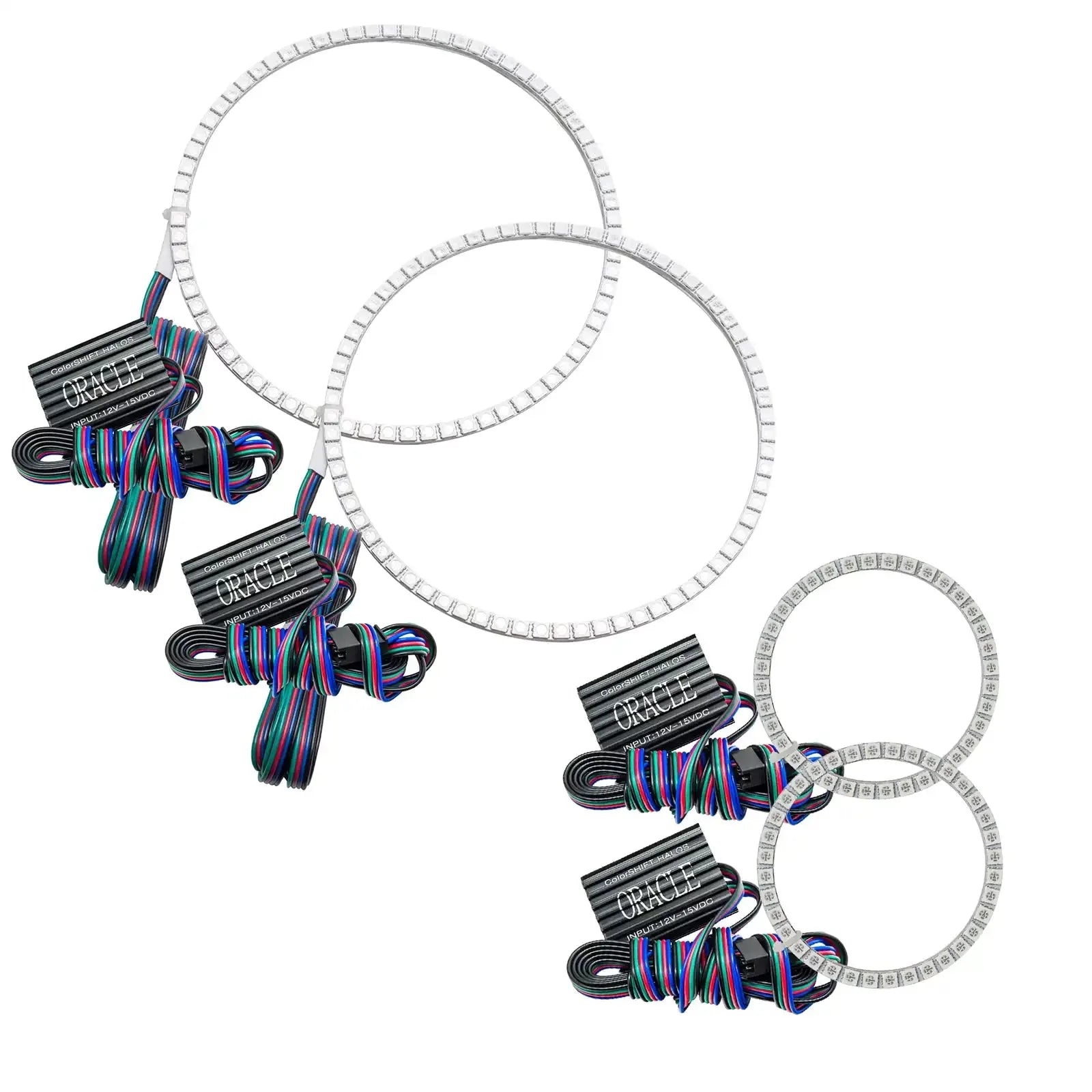 LED halo headlight rings kit with wiring for off-road and overlanding vehicles