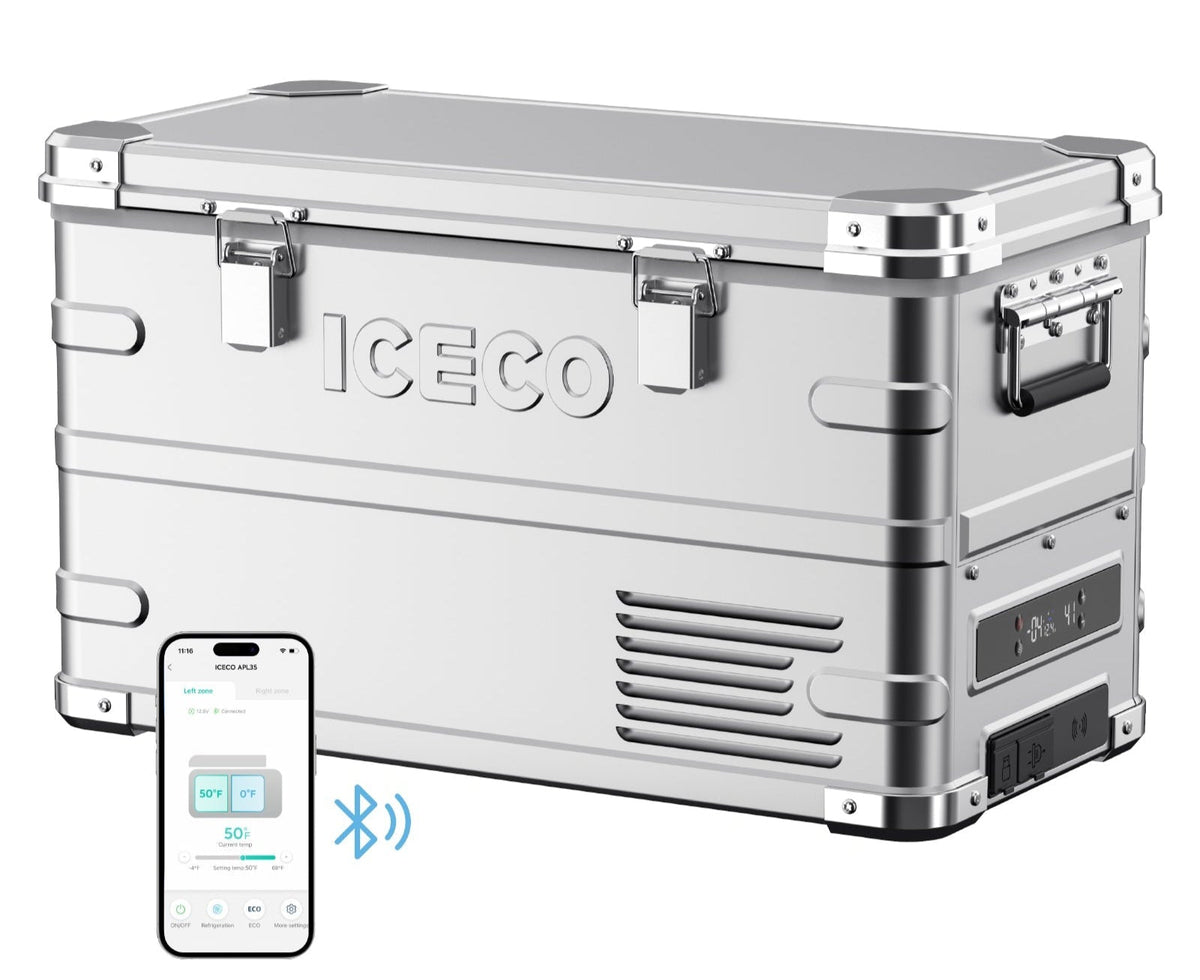 ICECO APL35 dual zone fridge freezer in silver