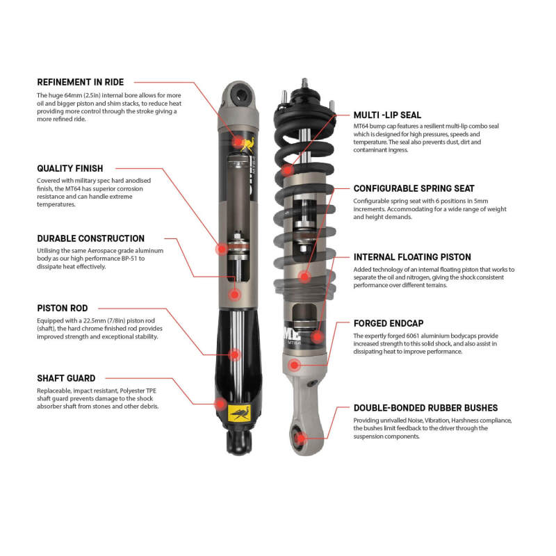 Old Man Emu MT64 Rear Shock Absorber, Medium Load, fits Toyota FJ Cruiser