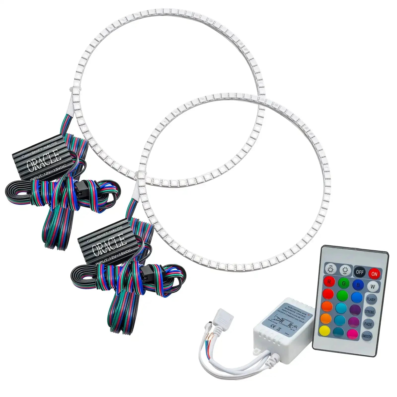 LED halo ring light kit with remote control and wiring, vehicle headlight accessory