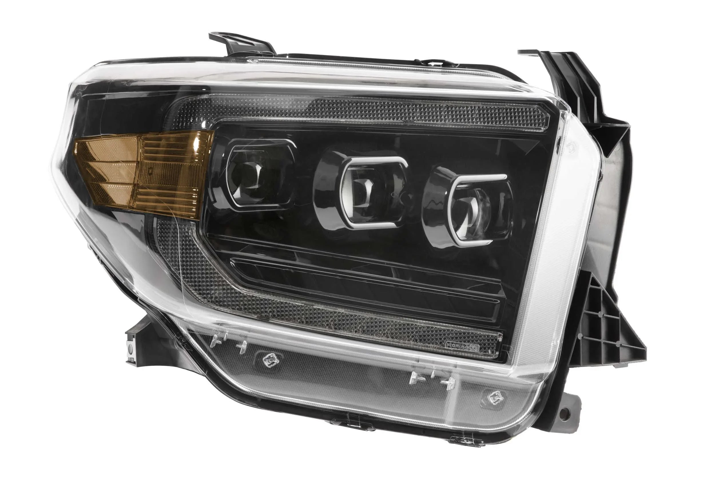 LED projector headlight assembly for Toyota Tundra 2014-2020, clear lens, black housing