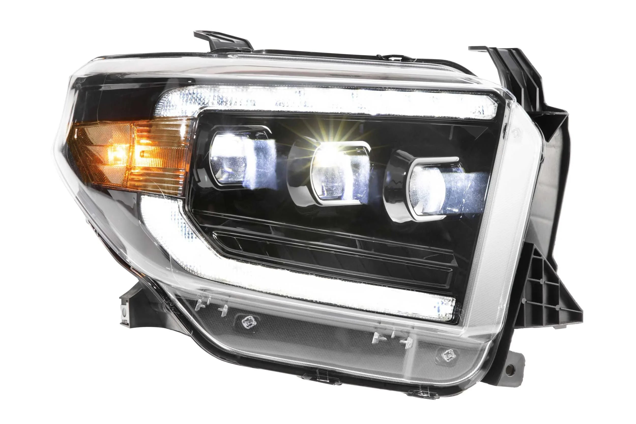 Toyota Tundra XB LED headlight with amber turn signal and bright white DRL