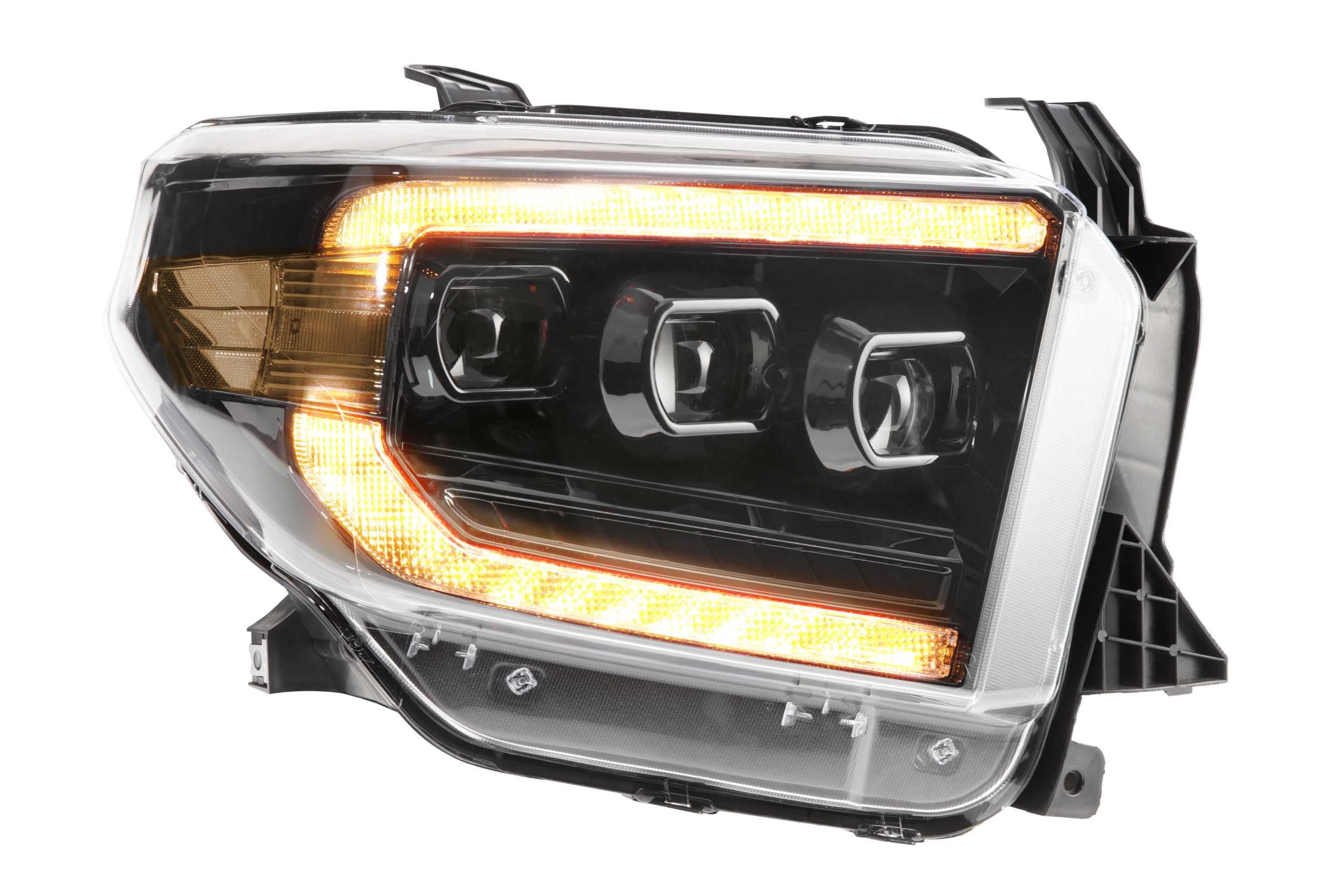 LED headlight assembly for Toyota Tundra with amber sequential turn signal