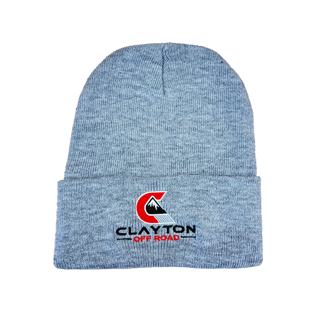 Clayton Off Road light gray cuffed beanie with C logo, universal fit