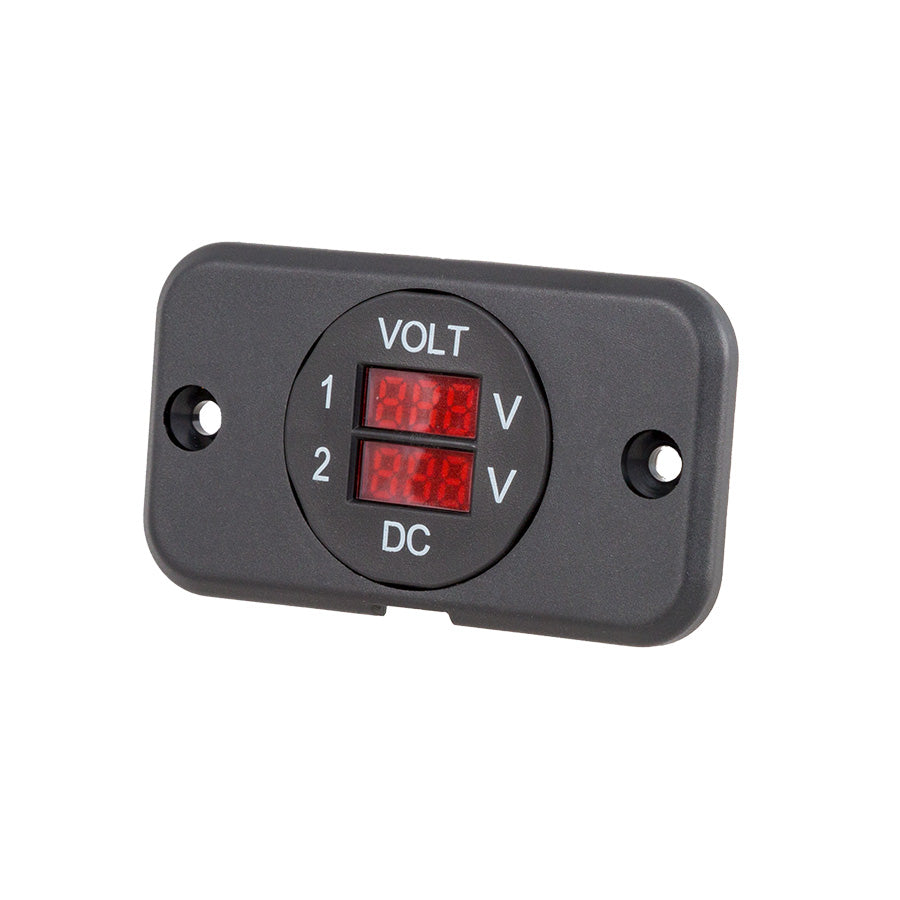 Equipt 29mm Panel Mount Dual Volt Meter (9-48Vdc)