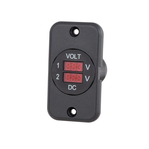 Equipt 29mm Panel Mount Dual Volt Meter (9-48Vdc)