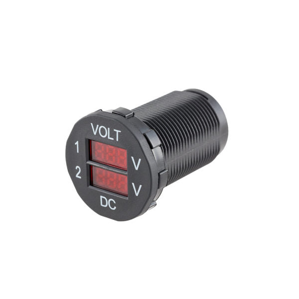 Equipt 29mm Panel Mount Dual Volt Meter (9-48Vdc)